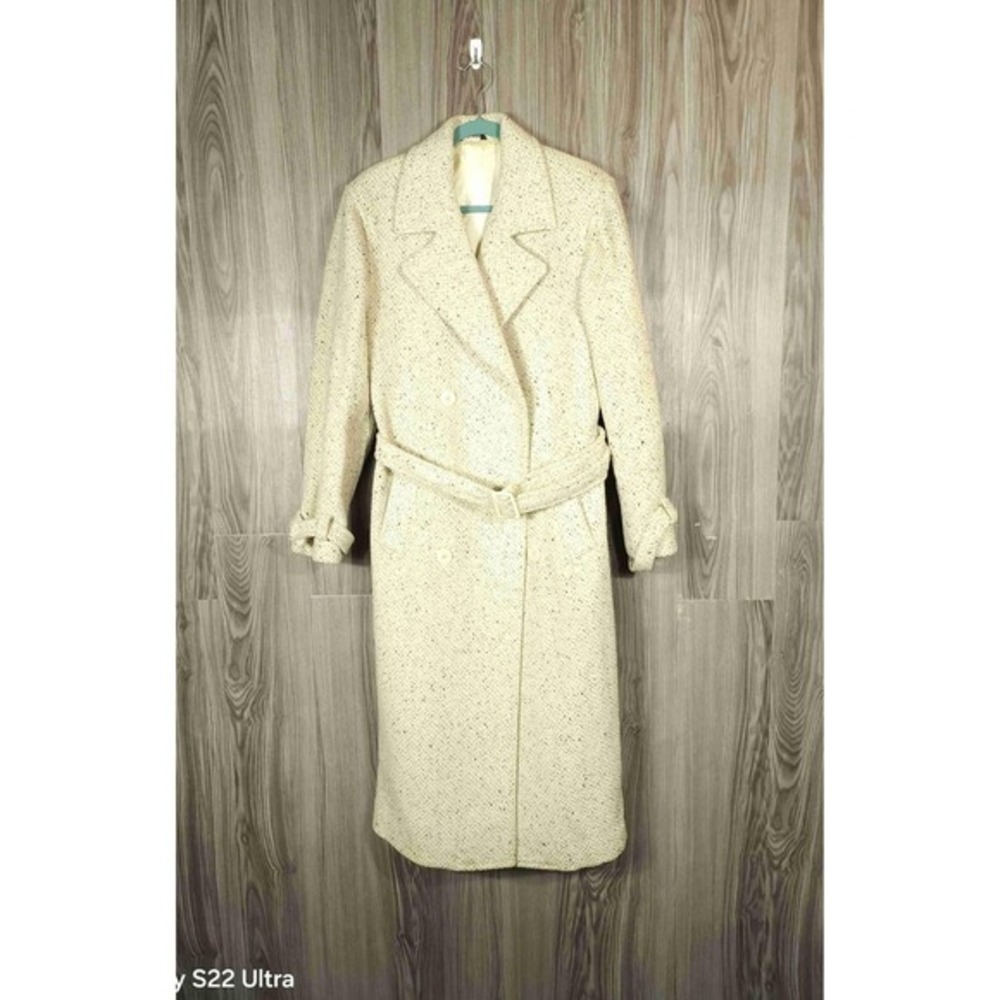 American Male Vintage Heathered Wool Trench Coat Belted Double Breasted USA Made